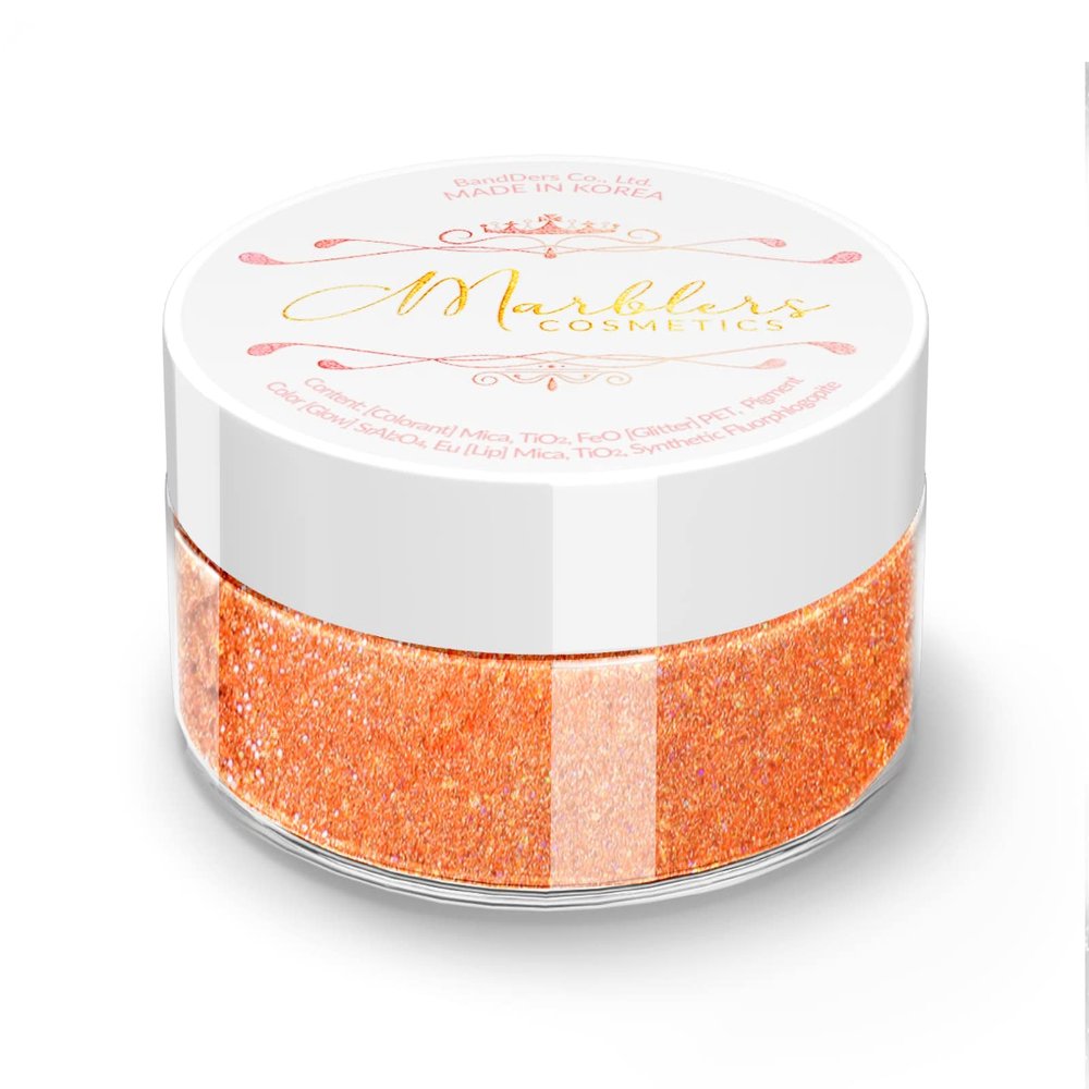 MARBLERS Glitter Mica Powder [Tangerine Jelly] 0.14oz (4g) | Glitter Mica | Highly Pigmented | Non-Toxic, Vegan, Cruelty-Free | Eyeshadow, Body Butter, Nail Polish, Nail Art | Party, Body, Face Makeup