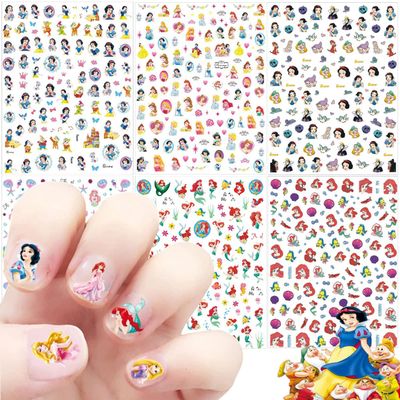6 Sheets Cute Nail Art Decals 3D Self Adhesive Designer Mermaid Nail Stickers for Women & Girls Princess Accessory