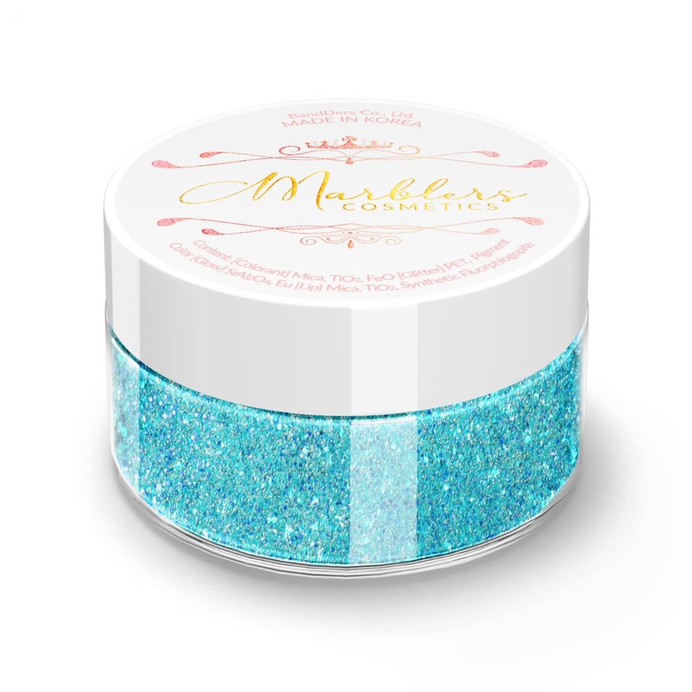 MARBLERS Glitter Mica Powder [Sea Splash] 0.14oz (4g) | Glitter Mica | Highly Pigmented | Non-Toxic, Vegan, Cruelty-Free | Eyeshadow, Body Butter, Nail Polish, Nail Art | Party, Body, Face Makeup