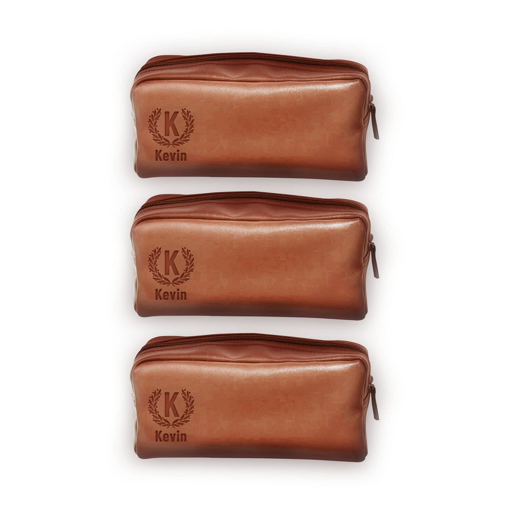 Leather Toiletry Bag for Men - Custom Toiletry Bag for Men - Personalized Toiletry Bag for Men - Custom Travel Toiletry Bag for Men, Mens Shaving Bag for Birthday, Holiday & Groomsmen Gifts (3, Brown)