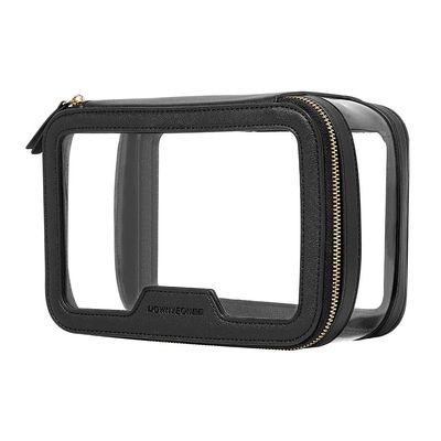 Camdeez Rownyeon Clear Makeup Case Toiletry Bag Travel Makeup Train Case Portable Cosmetic Organizer Transparent Bag Black