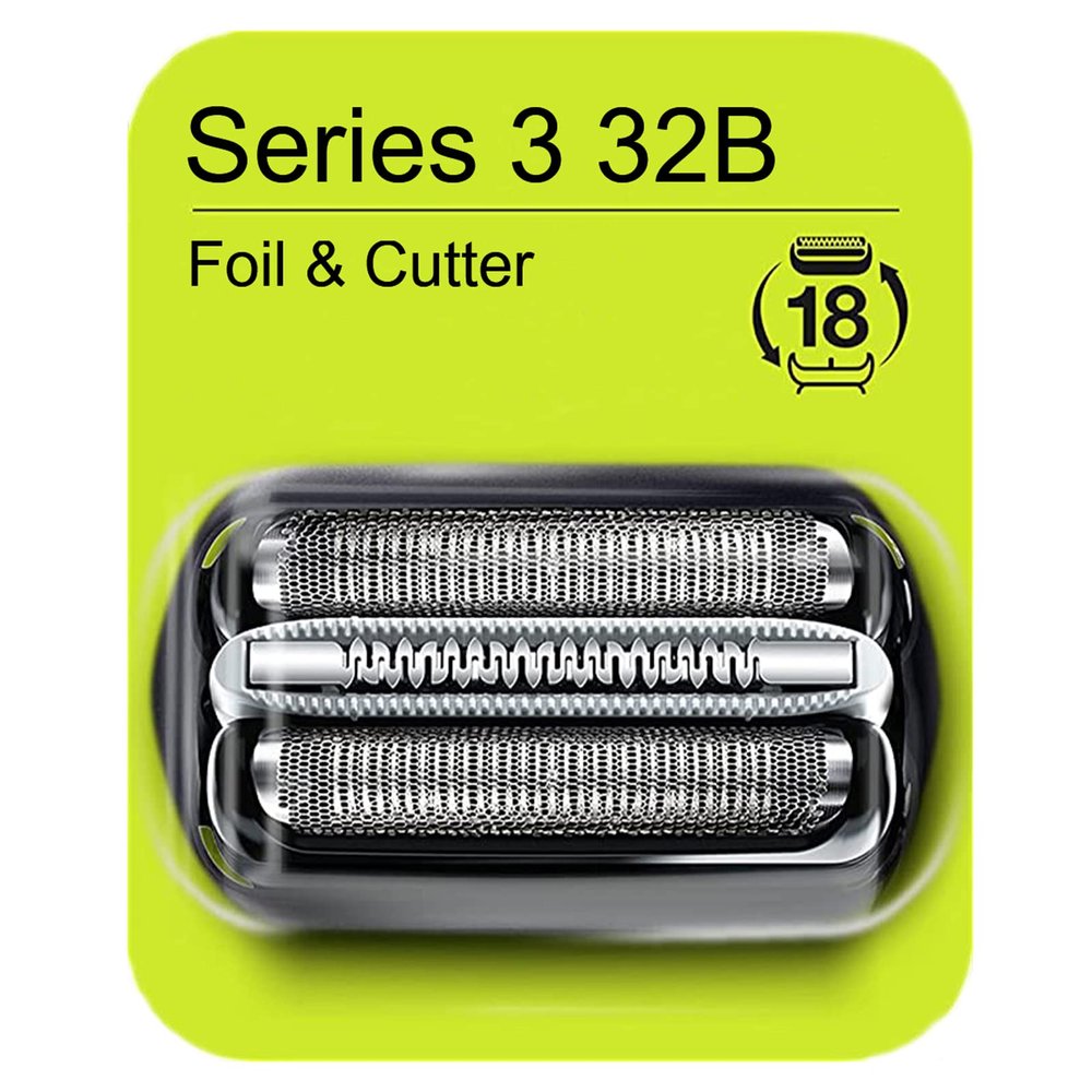 Series 3 32B Foil & Cutter Replacement Head for Braun Electric Shaver, Compatible with Models 3000s 3010s 3020s 3030s 3040s 3050cc 3070cc 3080s 3090cc 320 330 340 350cc Series 3 Foil Shaver (1 Count)