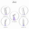 SIVOTE Lash Tweezers for Eyelash Extensions, Pack of 5 Purple  Lash Extension Tweezers Set with Diamond Grip, Precision Fiber Tip for Volume Eyelash Extensions view 4