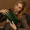 Time Resistance Leather Cosmetic Bag - Italian Toiletry Dopp Kit (Green) view 2