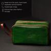 Time Resistance Leather Cosmetic Bag - Italian Toiletry Dopp Kit (Green) view 4