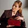 Time Resistance Leather Cosmetic Bag - Italian Toiletry Dopp Kit (Red) view 3