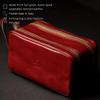 Time Resistance Leather Cosmetic Bag - Italian Toiletry Dopp Kit (Red) view 4