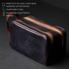 Time Resistance Leather Cosmetic Bag - Italian Toiletry Dopp Kit (Blue) view 4