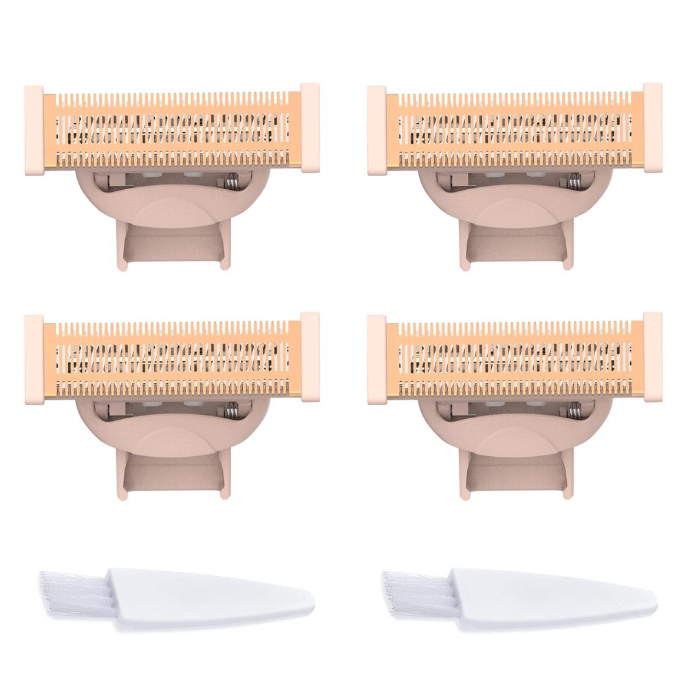 4PCS LinMei Nu Shaver Replacement Heads Compatible for Finishtouch Flawless Women Nu Razor with 2 Cleaning Brush
