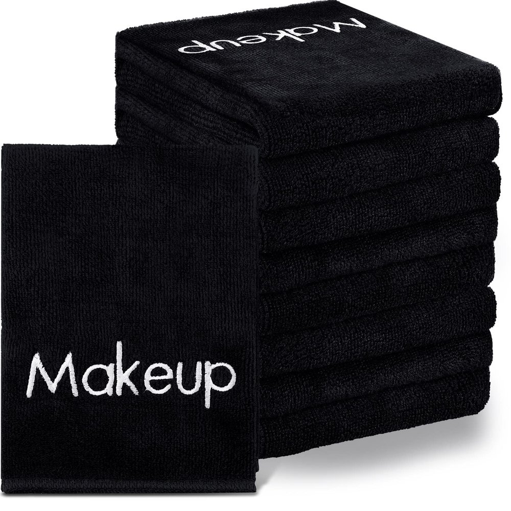 Shimeyao 20 Pack Makeup Towels Black Makeup Washcloths for Face Microfiber Remover Cloth 13x13 Inch Quick Dry Face Towels for Cleansing Hand