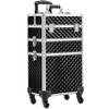 Topeakmart 3 in 1 Rolling Makeup Case Professional Cosmetic Train Case Beauty Storage Trolley for Make Up Hairstylists Nail Tech Bloggers, Black view 1