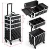 Topeakmart 3 in 1 Rolling Makeup Case Professional Cosmetic Train Case Beauty Storage Trolley for Make Up Hairstylists Nail Tech Bloggers, Black view 3
