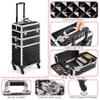 Topeakmart 3 in 1 Rolling Makeup Case Professional Cosmetic Train Case Beauty Storage Trolley for Make Up Hairstylists Nail Tech Bloggers, Black view 4