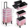 Topeakmart 3 in 1 Rolling Makeup Case Professional Cosmetic Train Case Beauty Storage Trolley for Make Up Hairstylists Nail Tech Bloggers, Holographic Pink view 3