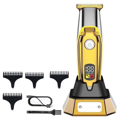 Professional Hair Clippers for Men, Cordless professional LED display hair trimmer for men barber shop hair clipper powerful electric hair cutting miachine (Color : Gold)