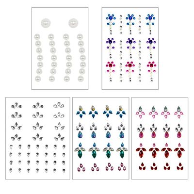 KALLORY 5 Sets Facial Gems, Colorful Face Body Rhinestone Face Jewels Stick on Makeup Decoration for Women Girls