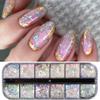 Holographic Opal Nail Art Glitter Flakes Powder Aurora Iridescent Pigment Ice Crystal Mermaid Paillettes Sparkly Sequins Design for Manicure Decoration Accessories 12 Grids view 1