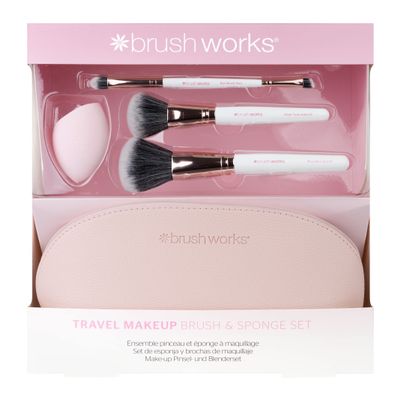Brushworks Travel Makeup Brush & Sponge Set