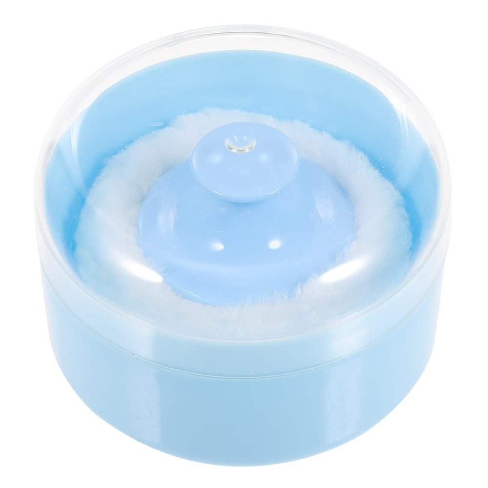 FRCOLOR Baby Powder Puff Container with Soft Puff for Smooth Body Powder Application after Bath Compact 3.54X2.36X2.36 Inches Lightweight Case for Home Use