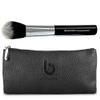 Beauty Junkees Makeup Brush Cosmetic Bag + Powder Blush Bronzer Makeup Brush Black Make Up Brush Holder for Purse, Multitasker Make Up Brushes, Cheek Blusher, Contour, Blending, Synthetic Vegan view 1