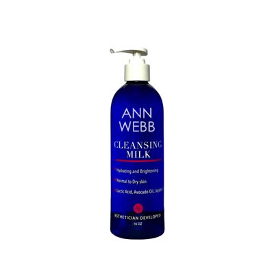 Ann Webb Facial Milk Cleanser - Gentle Daily Face Wash for All Skin Types. Thick, Hydrating, Moisturizing Cleanser w/Lactic Acid AHA Nourish & Rejuvenate 16oz