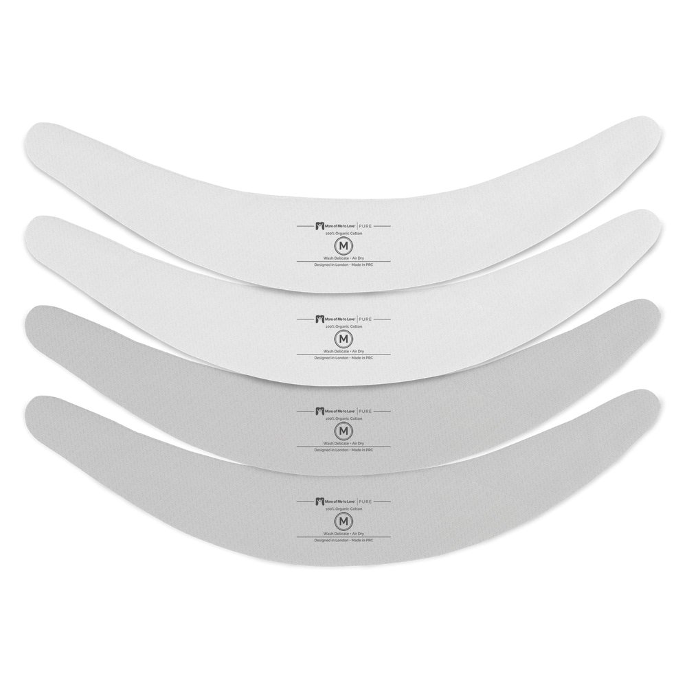 More of Me to Love Organic Cotton Tummy Liner 4-Pack (2 x Pearl White and 2 x Stone Gray) (Medium)