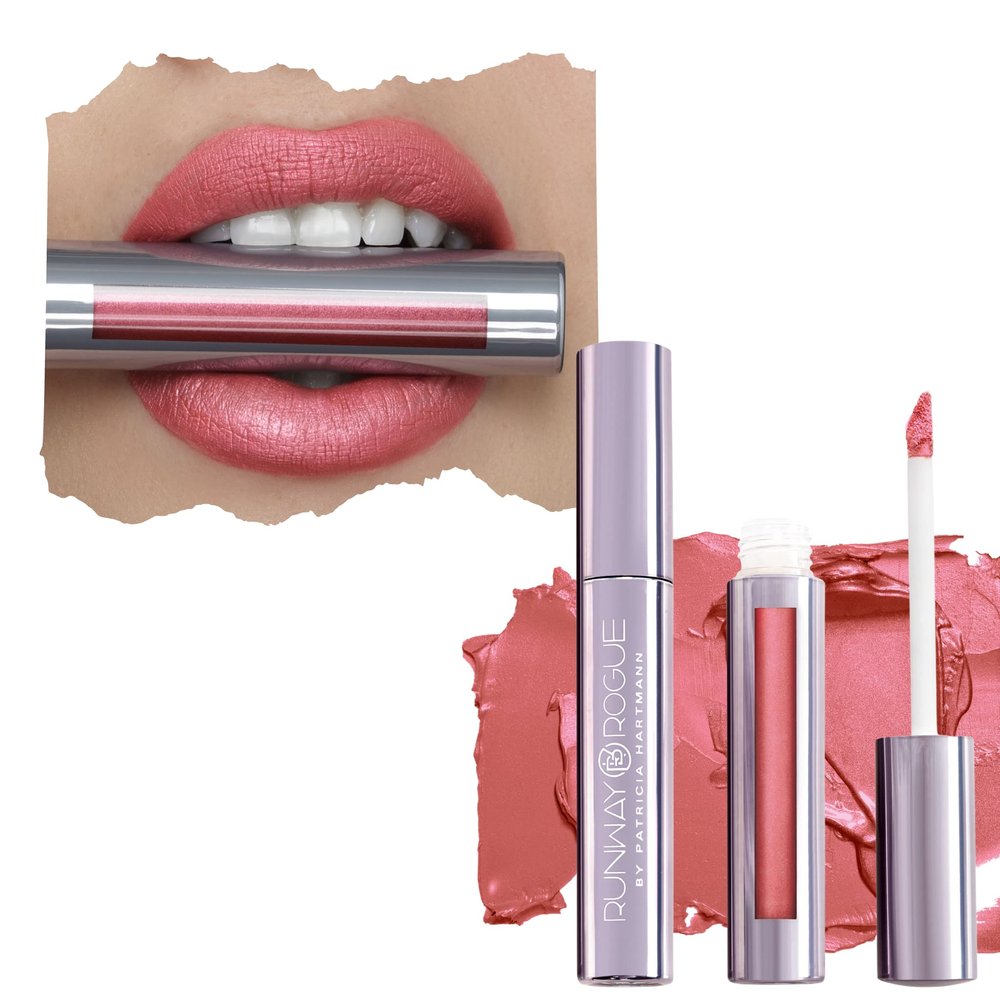 Runway Rogue Pearl Glam Long Wear Shimmer Liquid Lipstick, Metallic Coral-Pink Lipstick with Silver and Gold Shimmer, Starlet