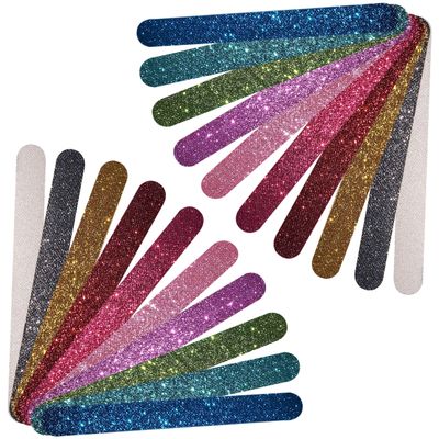P2P Nails Glitter Colorful Nail File Strips - Manicure and Pedicure Nail Buffers - Double Sided Filers for Shaping and Smoothing Toenails and Fingernails (Regular, 20)