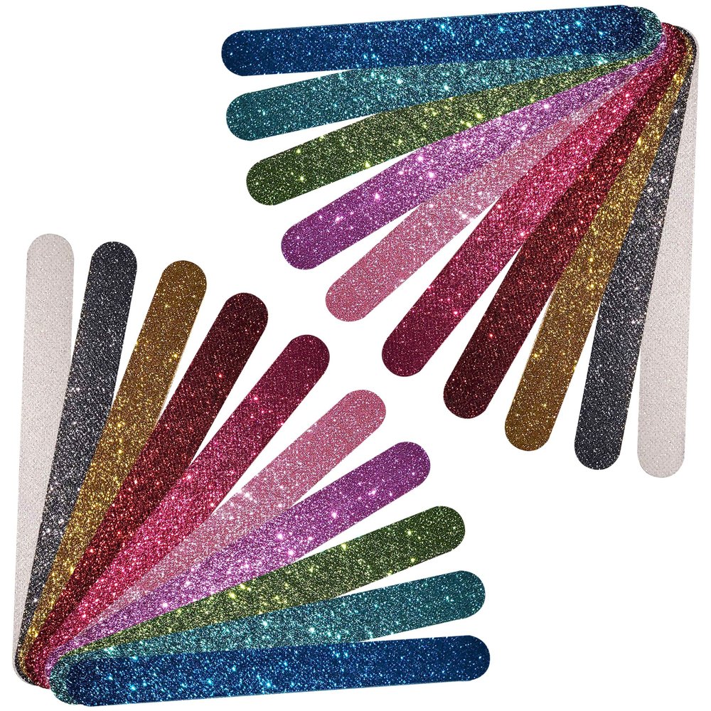 P2P Nails Glitter Colorful Nail File Strips - Manicure and Pedicure Nail Buffers - Double Sided Filers for Shaping and Smoothing Toenails and Fingernails (Regular, 20)