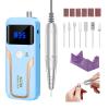Portable Nail Drill Professional 35000 RPM, MOCOWIND Rechargeable Electric Nail File Machine E File for Acrylic Gel Polishing Removing, Cordless E-File with Bits Kit for Manicure Salon Home, Blue view 1