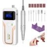 Portable Nail Drill Professional 35000 RPM, MOCOWIND Rechargeable Electric Nail File Machine E File for Acrylic Gel Polishing Removing, Cordless E-File with Bits Kit for Manicure Salon Home, White view 1