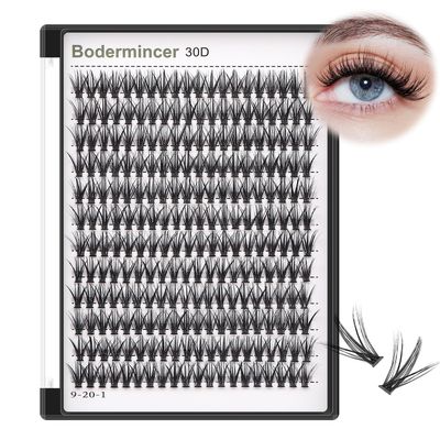 Bodermincer 7D/10D/20D/30D/40D/50D/60D/80D/100D Lash Cluster 240pcs D Curl Individual Cluster Eyelashes Fluffy false Eyelashes Extension Lash Cluster DIY at Home (30D-10mm)