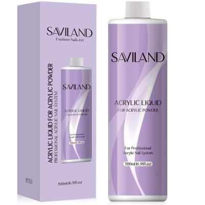 Saviland Acrylic Liquid 16.91OZ/500ML Acrylic Liquid for Acrylic Powder Large Capacity Low Odor for Nail Extension & Carving Home DIY Nail Salon Use