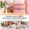DreamGenius Nail Polish Organizer Case Holds 42 Bottles, Portable Double-Layer Nail Polish Storage Bag with Adjustable Dividers for Manicure Tools, Pink view 3