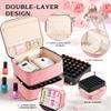 DreamGenius Nail Polish Organizer Case Holds 42 Bottles, Portable Double-Layer Nail Polish Storage Bag with Adjustable Dividers for Manicure Tools, Pink view 4