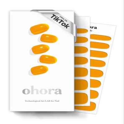 ohora Semi Cured Gel Nail Strips (N Tint Orange) - Brown, Tint, Works with Any UV/LED Lamps, Salon-Quality, Long Lasting, Easy to Apply & Remove - Includes 2 Prep Pads, Nail File & Wooden Stick
