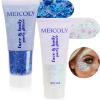MEICOLY Blue and Clear White Face Body Glitter Set,Mermaid Face Glitter Gel,Singer Concerts Festival Rave Accessories,Sparkling Sequins Glitter Face Paint for Women and Kids,Chunky Glitter Makeup view 1