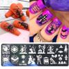 Halloween Nail Stamper Kit: 6 Pcs Stamp Template Plates with 1 Stamper, 1 Scraper - Horror, Ghost, Pumpkin, Skull, Bone Images - DIY Nail Art Set view 2