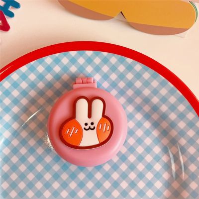 1pcs Small Makeup Mirror Cute Cushion Comb Cartton Girl Mini Folding Silicone Single-Sided Portable Round Mirror (A8)