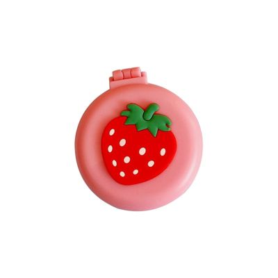 1pcs Small Makeup Mirror Cute Cushion Comb Cartton Girl Mini Folding Silicone Single-Sided Portable Round Mirror (A7)