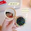 1pcs Small Makeup Mirror Cute Cushion Comb Cartton Girl Mini Folding Silicone Single-Sided Portable Round Mirror (B12) view 2