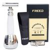 FREED Shaving Kit for Men - Safety Razor with alloy handle and 10 Japanese 6cr13 Stainless Steel, include razor base, razor travel case, christmas gifts for Men,Made in Taiwan view 1