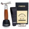 FREED Shaving Kit for Men - Safety Razor with alloy handle and 10 Japanese 6cr13 Stainless Steel, include razor base, razor travel case, christmas gifts for Men,Made in Taiwan view 1