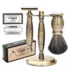 FREED Luxury Shaving Set for Men - Double Edge Safety Razor with alloy handle include 120 count Japanese 6cr13 Stainless Steel, razor stand, shaving brush,christmas gifts for Men,Made in Taiwan view 1