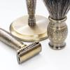 FREED Luxury Shaving Set for Men - Double Edge Safety Razor with alloy handle include 120 count Japanese 6cr13 Stainless Steel, razor stand, shaving brush,christmas gifts for Men,Made in Taiwan view 2