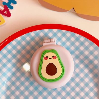 1pcs Small Makeup Mirror Cute Cushion Comb Cartton Girl Mini Folding Silicone Single-Sided Portable Round Mirror (A6)