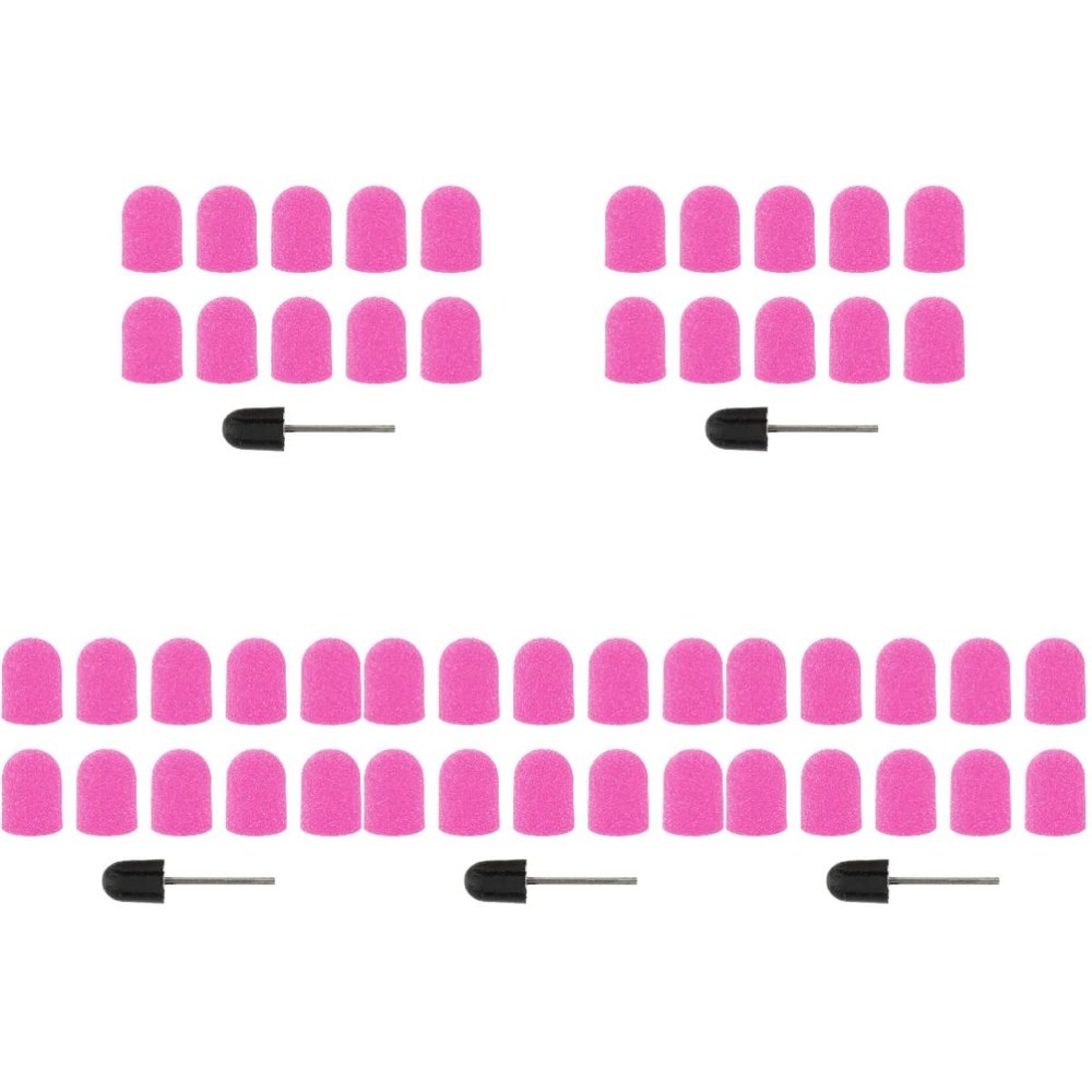 Beaupretty 50pcs Manicure Sanding Caps Set with Grit Polisher Reusable Nail Grinding Tools for Dead Skin and Removal Compatible with Electric Nail Files