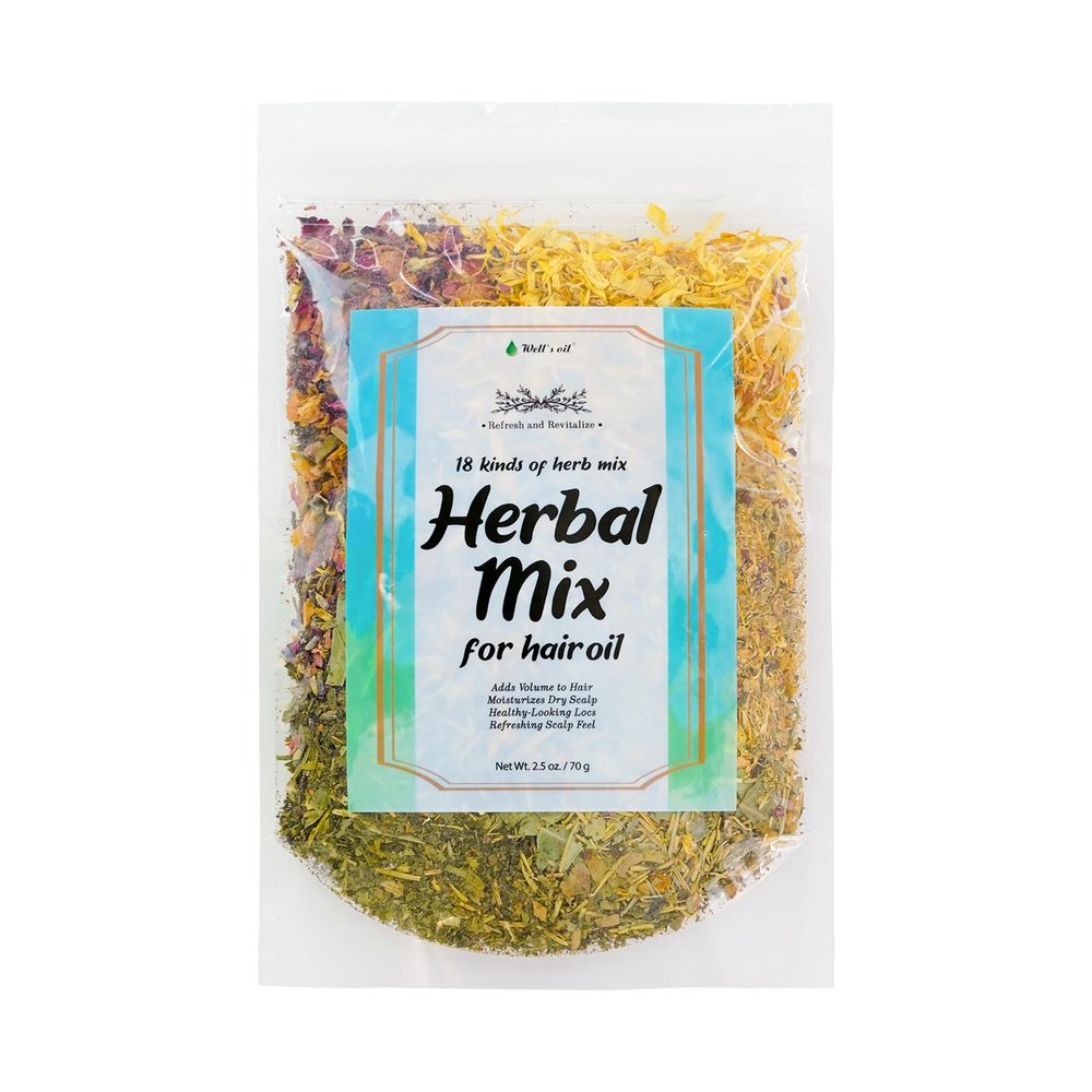 Wells Oil Herbal Mix 18-Herb Blend for Hair Oil Infusion | Scalp Care & Hair Conditioning | 2.5 oz (70 g)