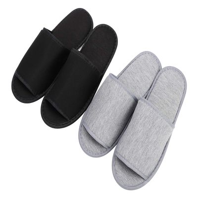 SIQITECHNO Spa Slippers Portable Travel Indoor Hotel Casual Cotton Slippers Open Toe Non-Slip US Size Men 10 Women 11 (Black+Gray)