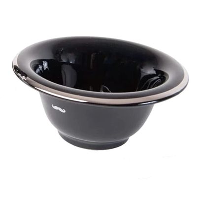 buybarber.com Artisans Republic Shaving Bowl- Porcelain Platinum Rim (Black) (Black)